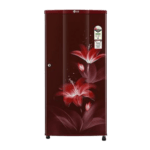 Roll over image to zoom in LG 185 L 1 Star Direct-Cool Single Door Refrigerator (GL-B181RRGB -Toughened Glass, Red)